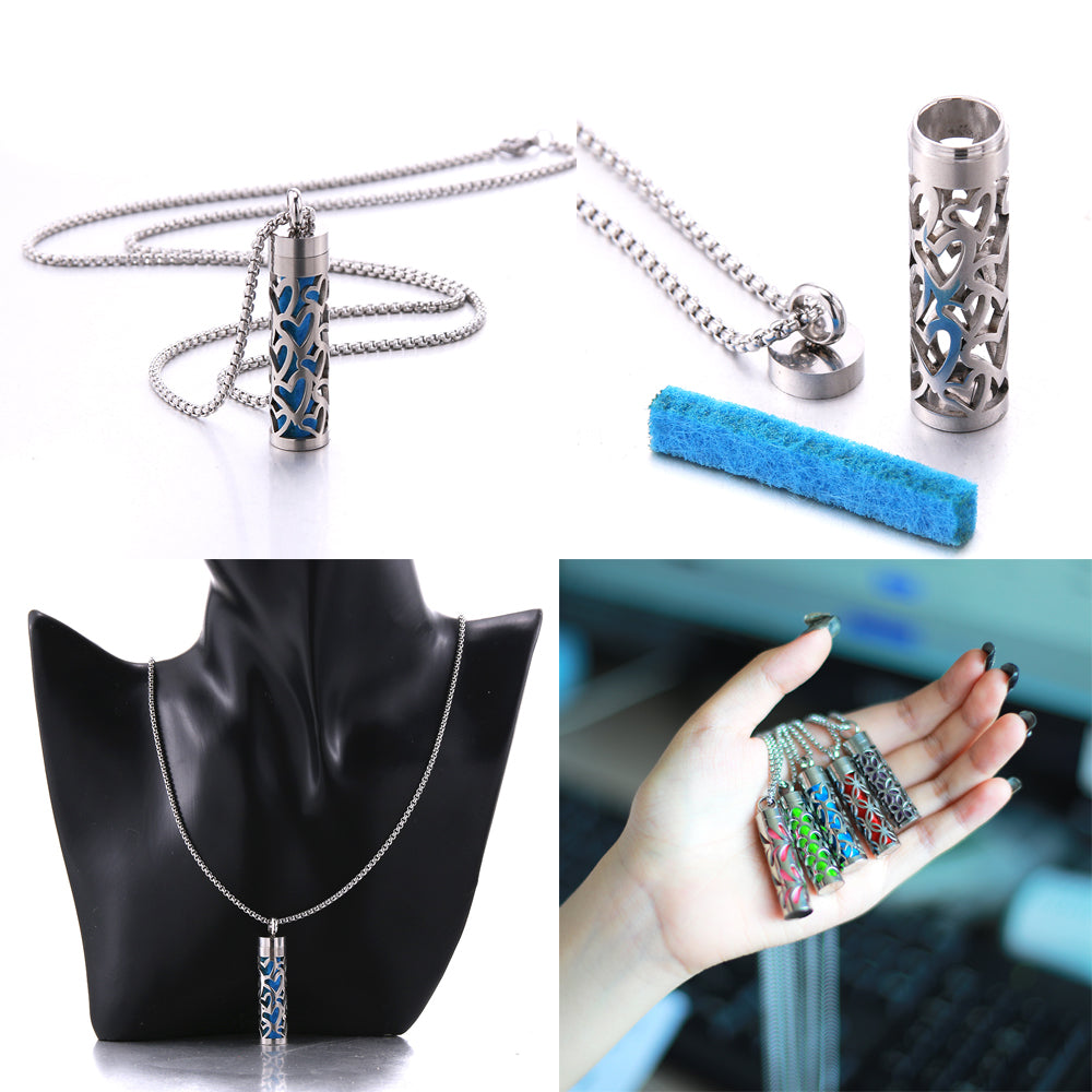Perfume Diffuser Necklace | 316L Stainless Steel Aromatherapy Pendant with Refillable Scent Pad