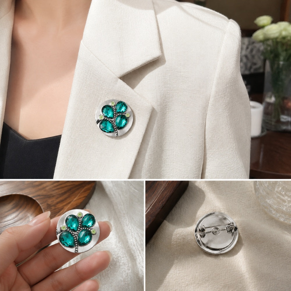 18mm Emerald Green Rhinestone Snap Button Charm | Interchangeable Charm for Bracelet & Necklace