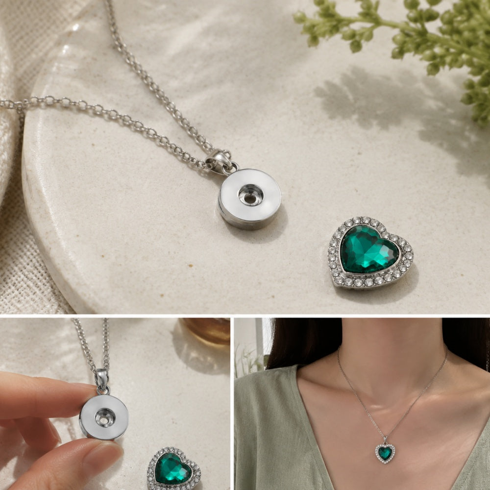 18mm Botanical Green Snap Charm | Interchangeable Jewelry Charm