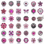 18mm Pink Rhinestone Snap Charm | Interchangeable Crystal Jewelry Charm