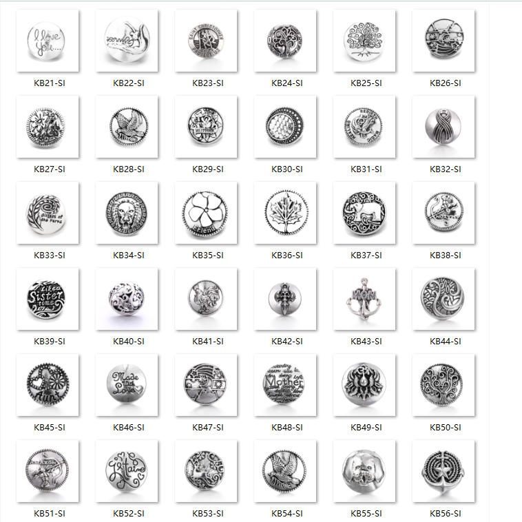 18mm Alloy Engraved Snap Charms Animal Floral and Sentimental Motifs