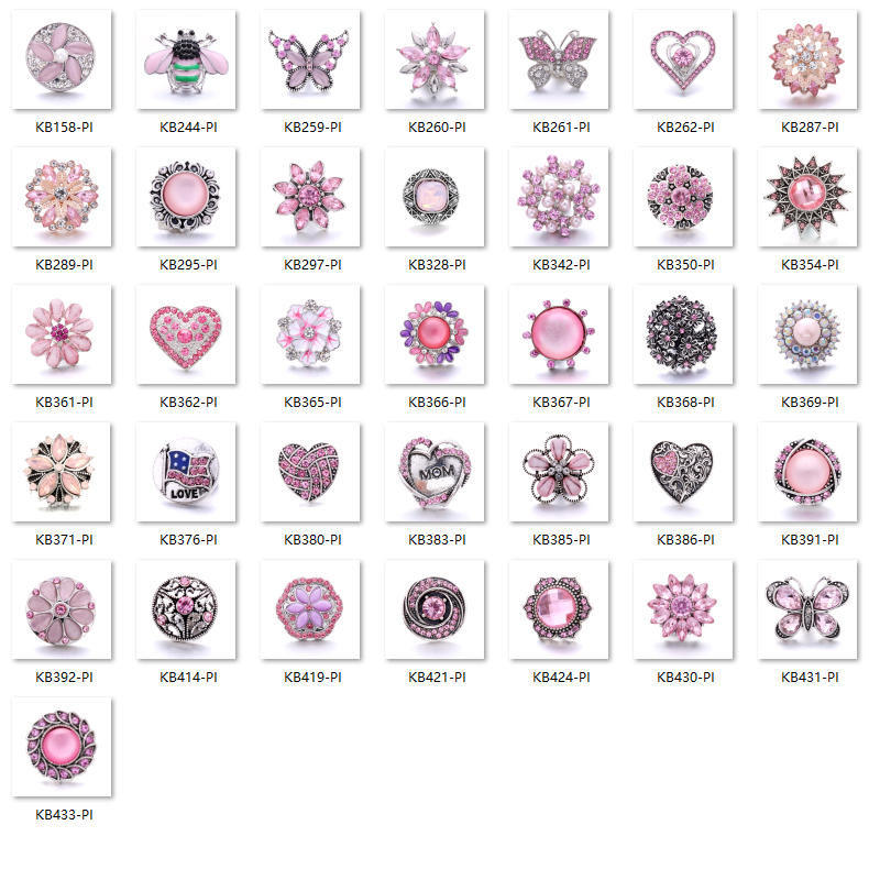 Pink Rhinestone 18mm Snap Charms | Sparkling Interchangeable Jewelry
