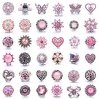 Pink Rhinestone 18mm Snap Charms | Sparkling Interchangeable Jewelry
