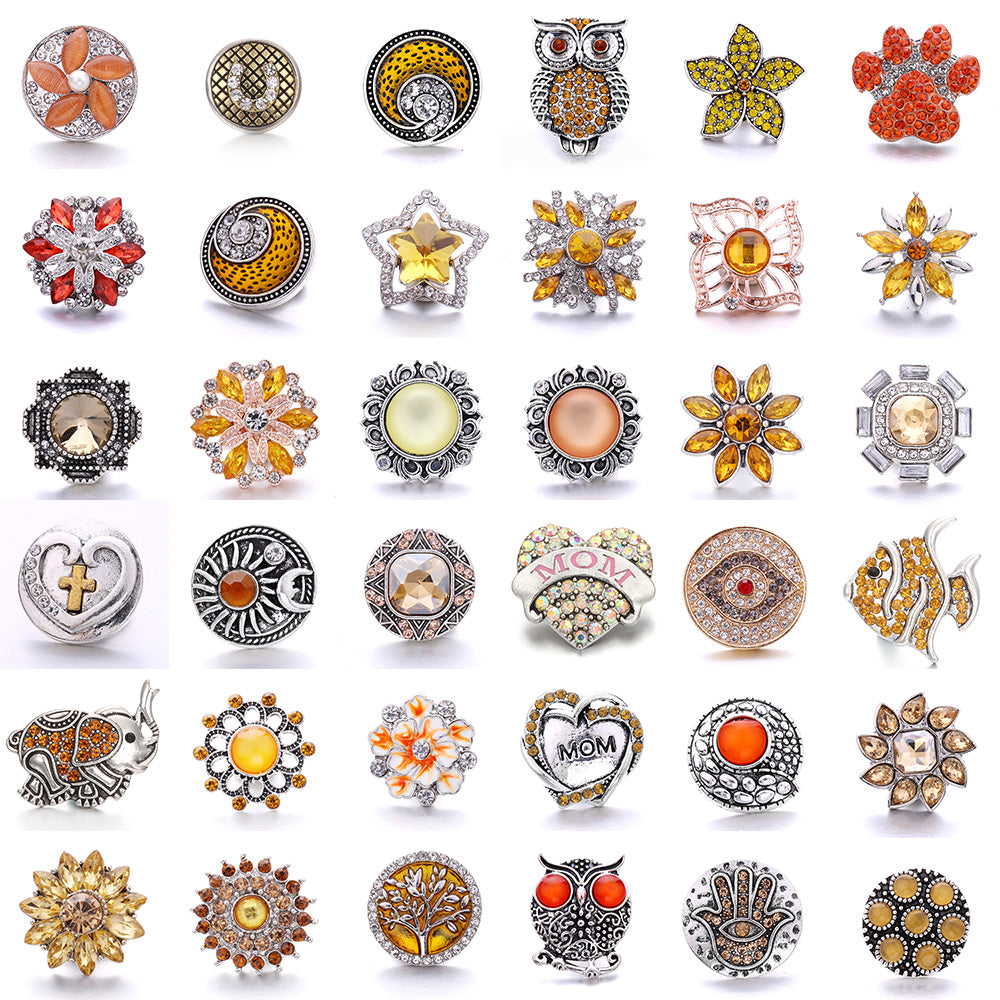 18mm Yellow Crystal Snap Charm | Interchangeable Rhinestone Charm for Bracelet & Necklace