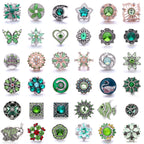 18mm Green Rhinestone Snap Charms | Nature-Inspired Interchangeable Jewelry Charms