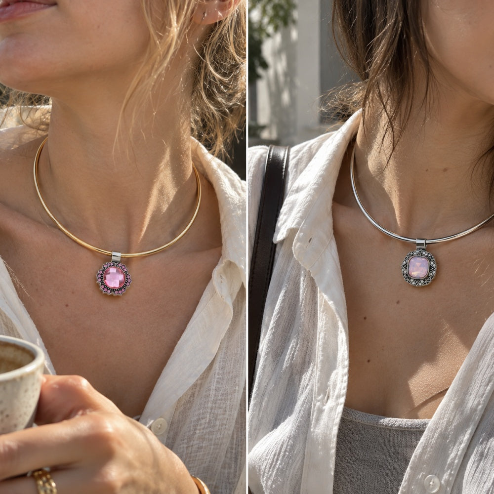 Classic Round 18mm Snap Button Necklace | Interchangeable DIY Charm Chain