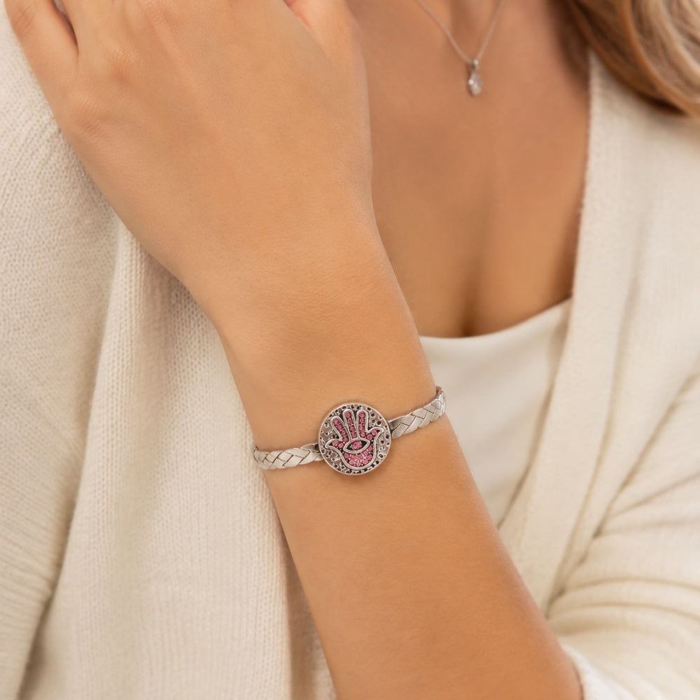 Vintage Pink Rhinestone 18mm Snap Charm | Retro Interchangeable Jewelry Charm