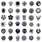 Black Rhinestone Snap Charms for DIY Jewelry
