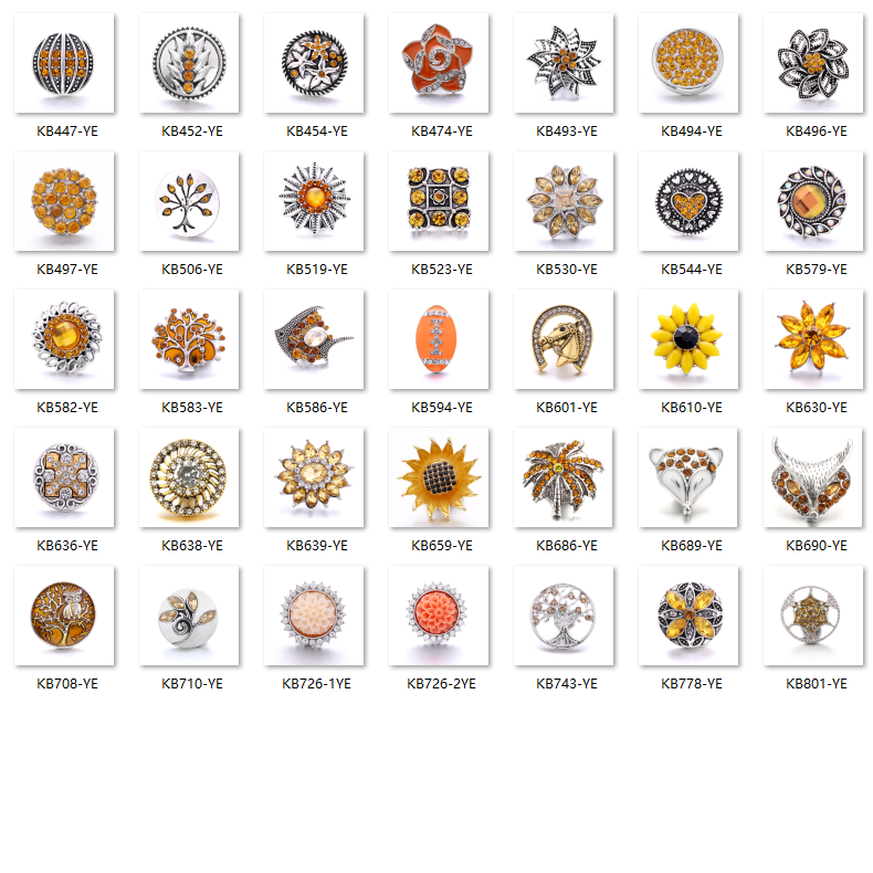 18mm Champagne Yellow Snap Charms | Interchangeable Accents for Custom Jewelry