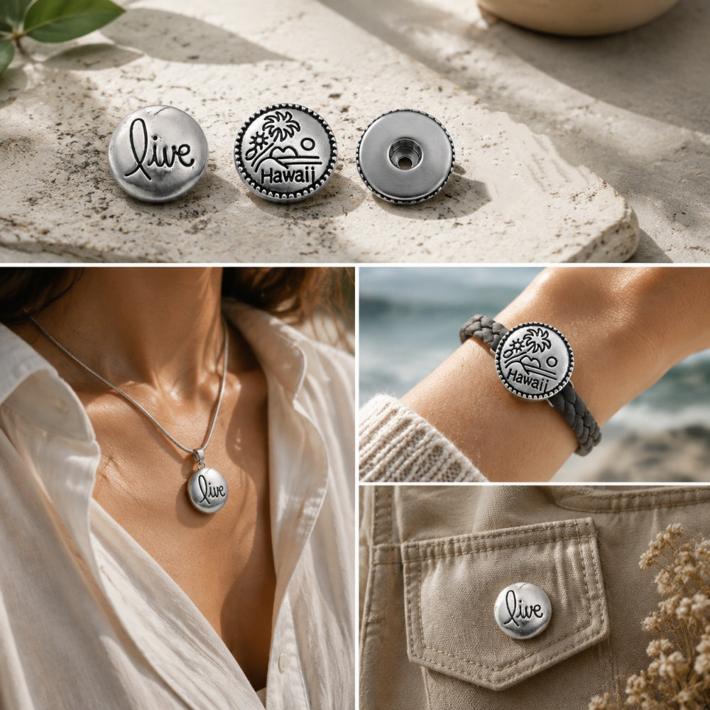 Vintage Antique Silver Snap Charms 18mm Multi‑Design Interchangeable Snap Buttons