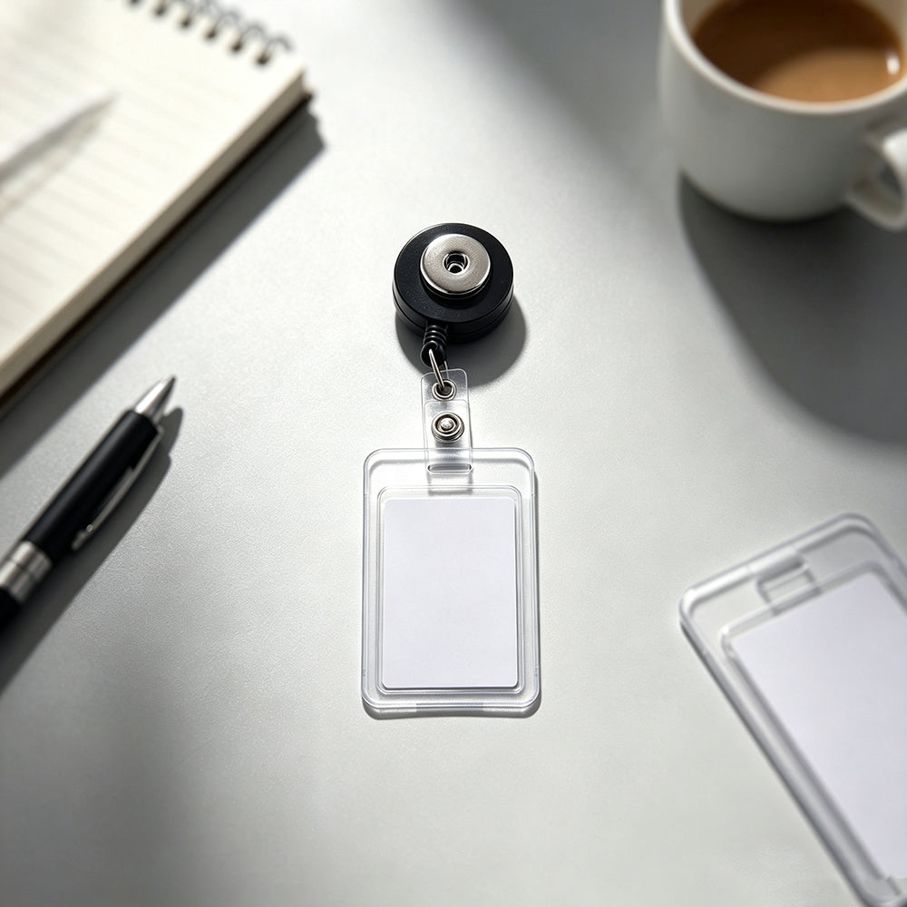 18mm Retractable Snap Button Badge Reel | Interchangeable ID Card Holder Clip