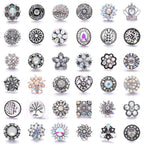 Shiny Rhinestone Inlaid 18mm Snap Button Charm Zinc Alloy Charms