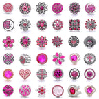 18mm Pink Crystal Snap Charm | Replaceable Rhinestone Charm Collection