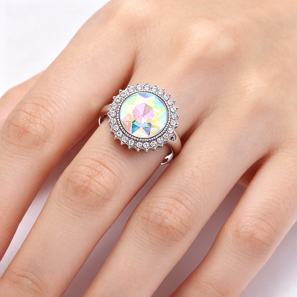 18mm Snap Button Interchangeable Charms Shifting Color Shiny Rhinestone Zinc Alloy Charms