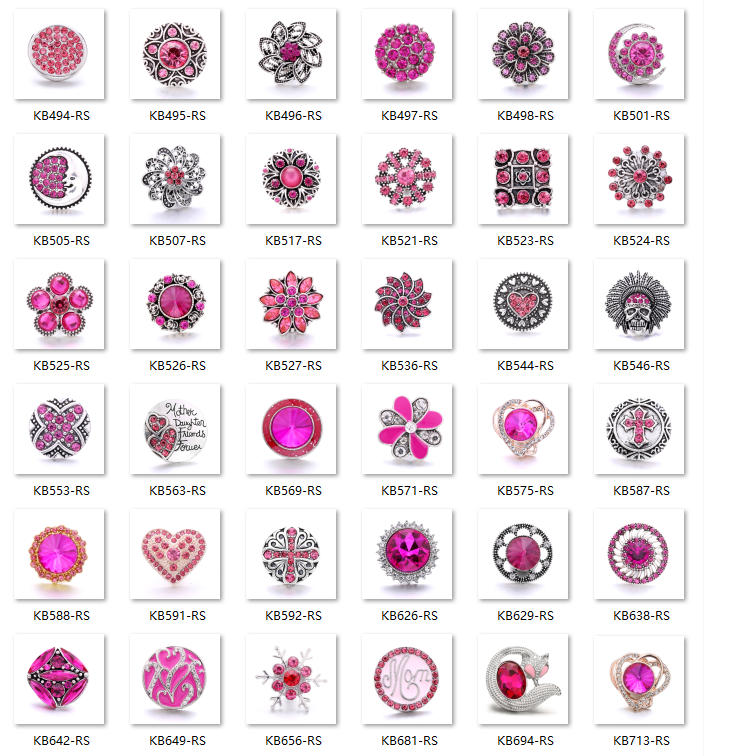 18mm Pink Crystal Snap Charm | Replaceable Rhinestone Charm Collection