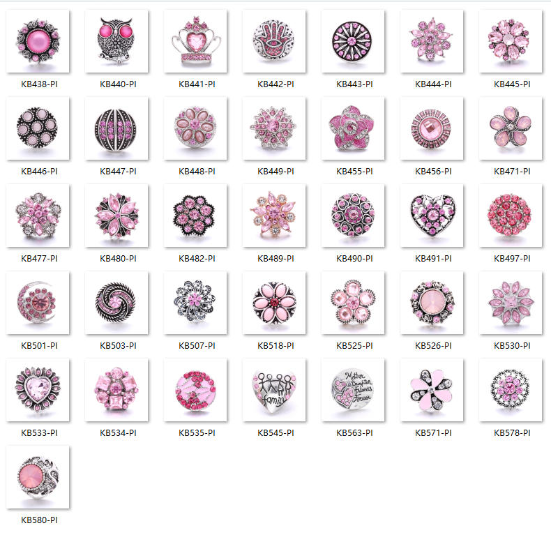 Vintage Pink Rhinestone 18mm Snap Charm | Retro Interchangeable Jewelry Charm
