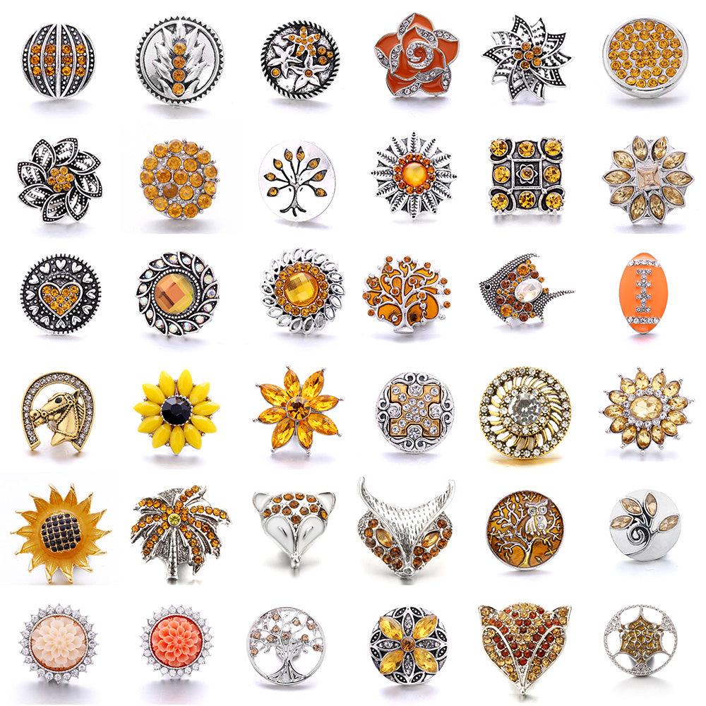 18mm Champagne Yellow Snap Charms | Interchangeable Accents for Custom Jewelry