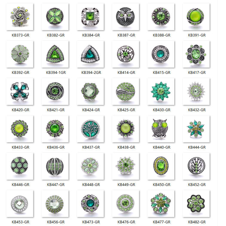 18mm Forest Green Rhinestone Snap  Charm | Interchangeable Jewelry Charm