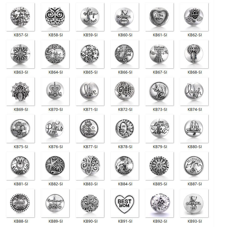 Vintage Antique Silver Snap Charms 18mm Multi‑Design Interchangeable Snap Buttons