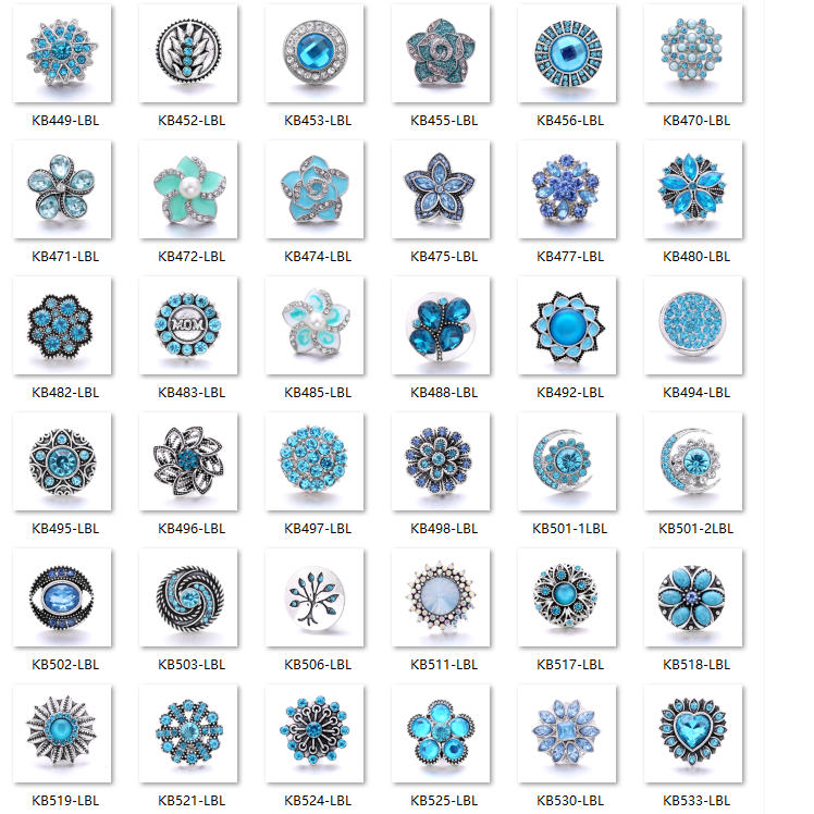 18mm Blue Rhinestone Interchangeable Snap Charm | Snap Jewelry
