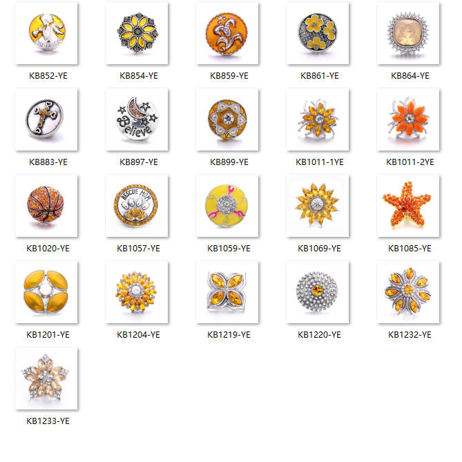 18mm Warm Amber Rhinestone Snap Charms | Mix & Match Charms for Bracelet & Necklace