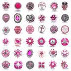 18mm Pink Rhinestone Charm | Vintage Crystal Snap Jewelry Collection