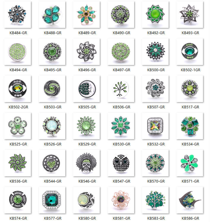 18mm Emerald Green Rhinestone Snap Button Charm | Interchangeable Charm for Bracelet & Necklace