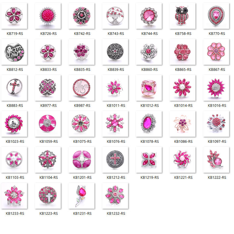 18mm Pink Rhinestone Charm | Vintage Crystal Snap Jewelry Collection