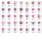 18mm Pink Rhinestone Snap Charms Collection | Floral Crystal Interchangeable Charms