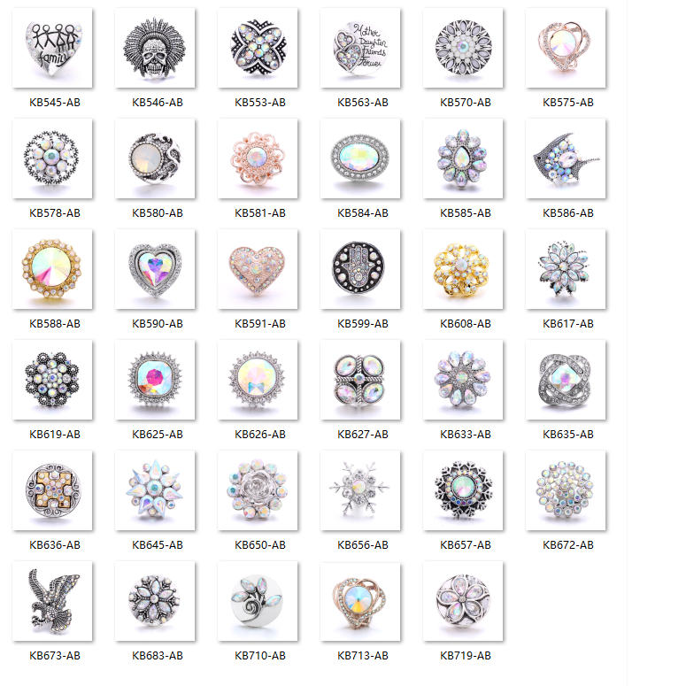 18mm Snap Button Interchangeable Charms Shifting Color Shiny Rhinestone Zinc Alloy Charms