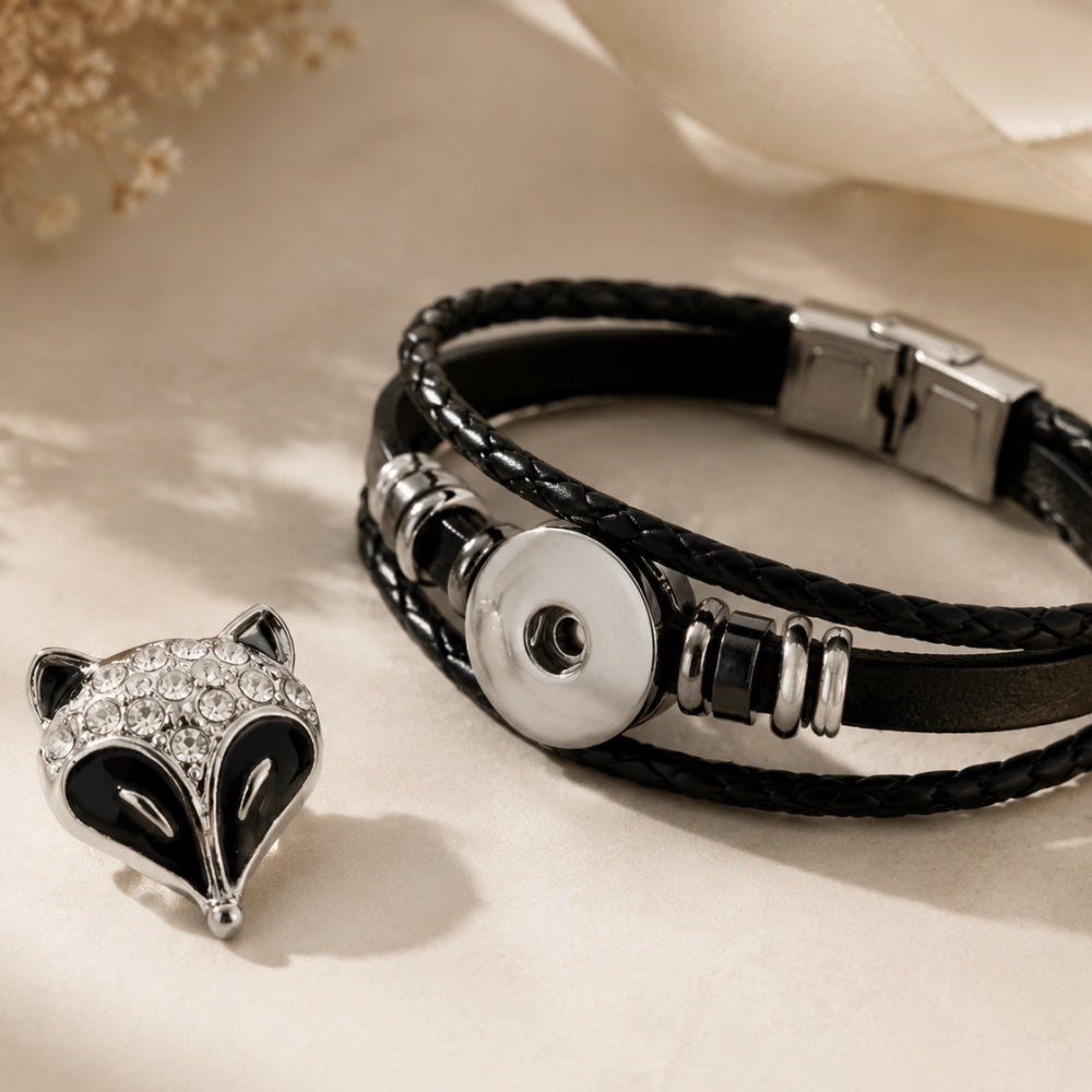Black Rhinestone Snap Charms for DIY Jewelry