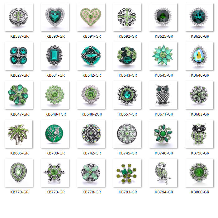 18mm Botanical Green Snap Charm | Interchangeable Jewelry Charm