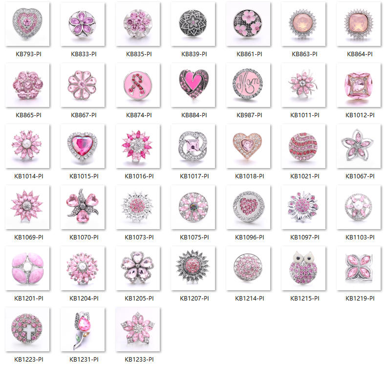 Pink Rhinestone Snap Pendant Necklace for Women – Sparkling Crystal Charm Jewelry