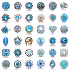 18mm Sea Life Rhinestone Snap Charm | Interchangeable Blue Crystal Charm