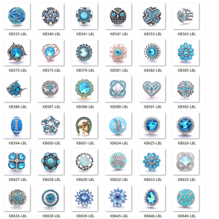 18mm Sea Life Rhinestone Snap Charm | Interchangeable Blue Crystal Charm