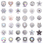 Sparkly Rhinestone Inlaid 18mm Snap Charms Zinc Alloy Charms