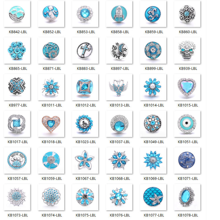 18mm Azure Blue Snap Charm | Interchangeable Crystal Charm
