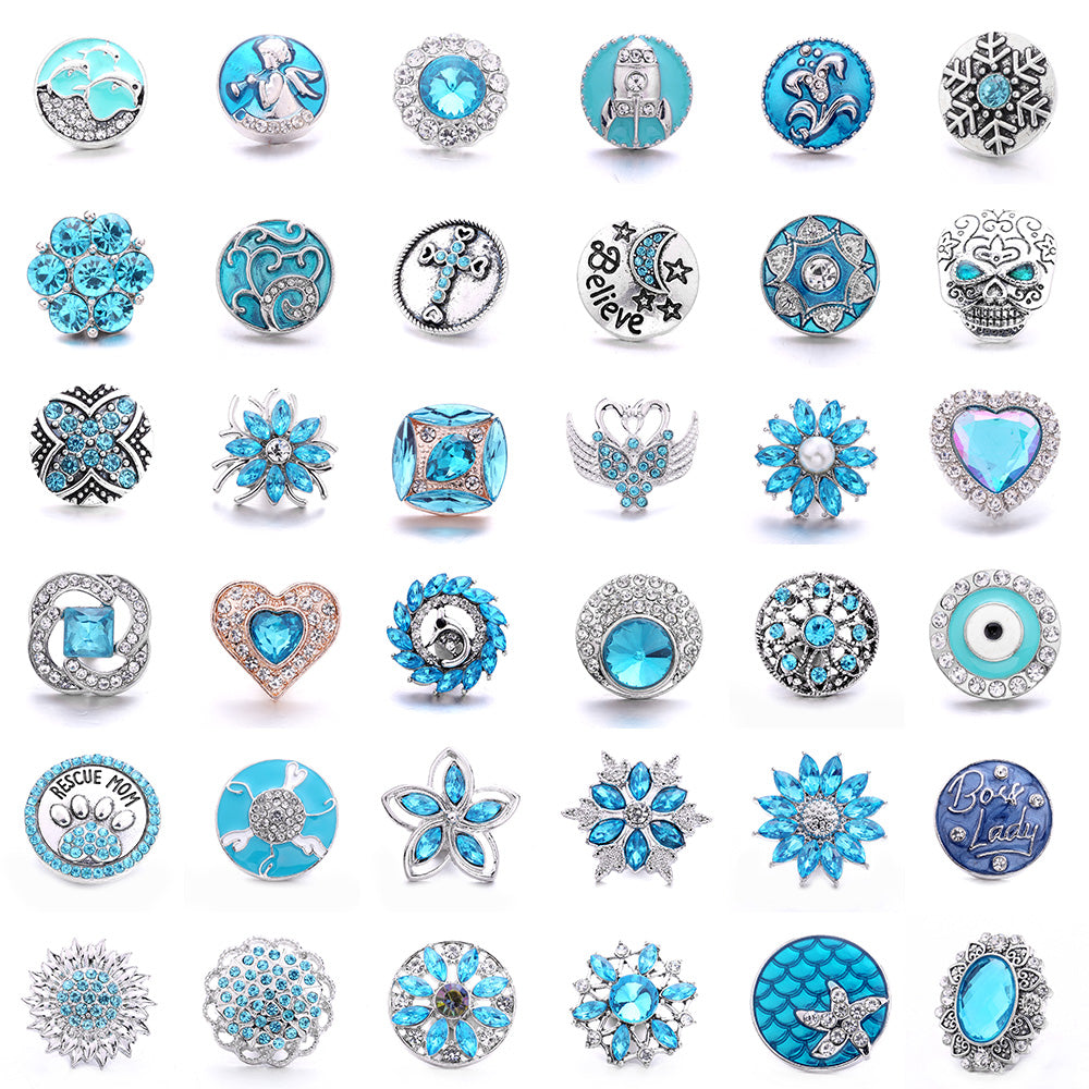 18mm Azure Blue Snap Charm | Interchangeable Crystal Charm