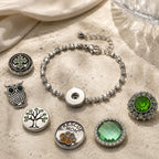 18mm Emerald Green Rhinestone Snap Button Charm | Interchangeable Charm for Bracelet & Necklace