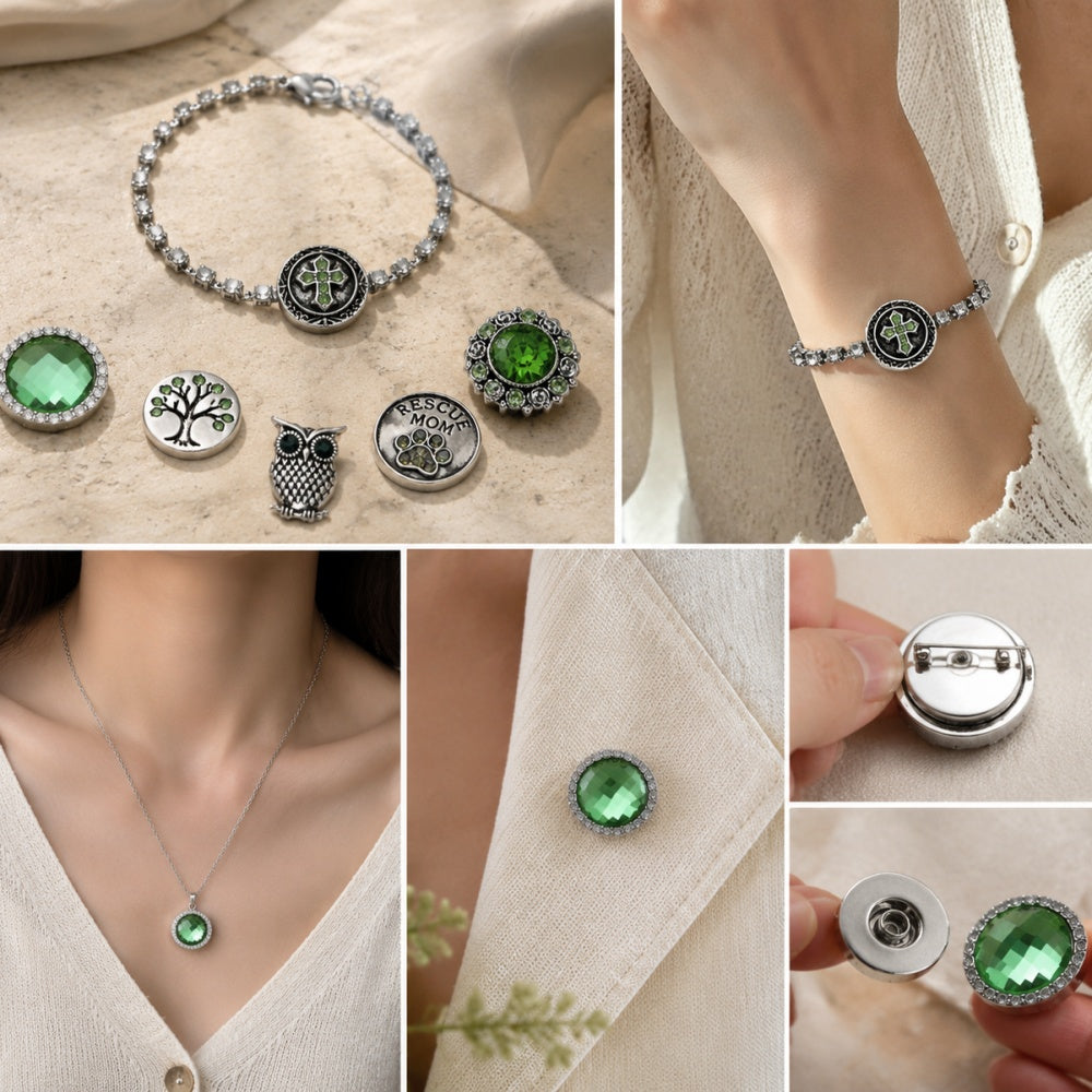 18mm Forest Green Snap Charm | Interchangeable Jewelry Charm