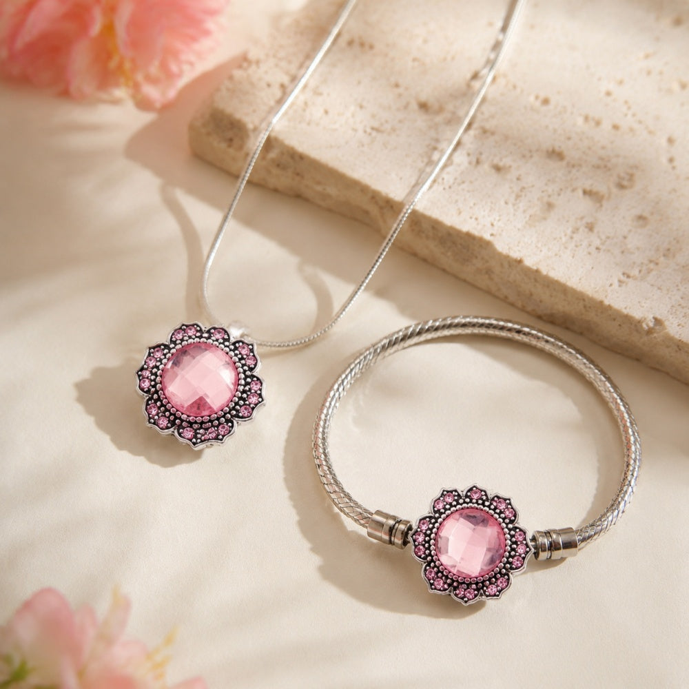 Pink Rhinestone 18mm Snap Charms | Sparkling Interchangeable Jewelry