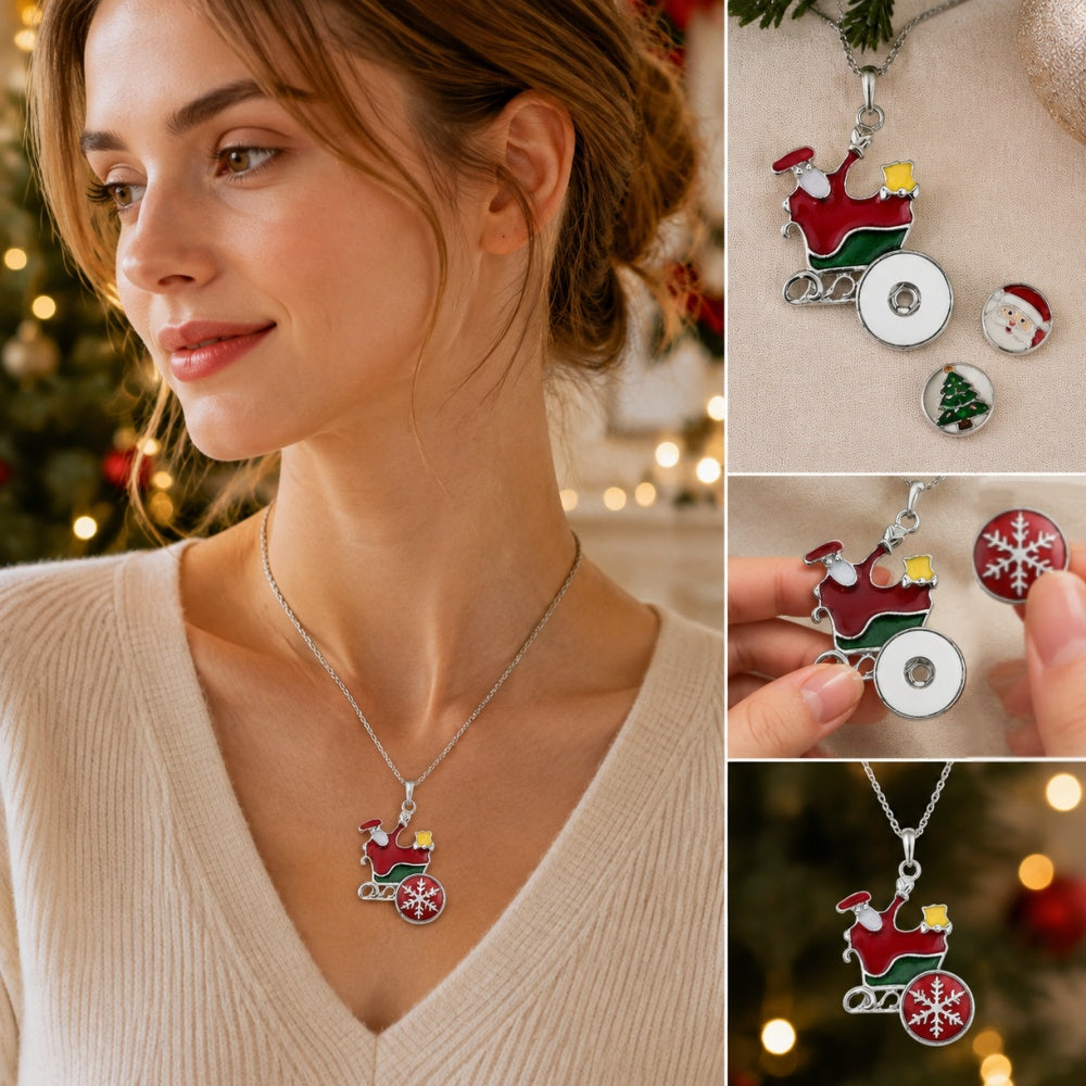 18mm Snap Charm Santa Christmas Necklace | Your Little Christmas Story