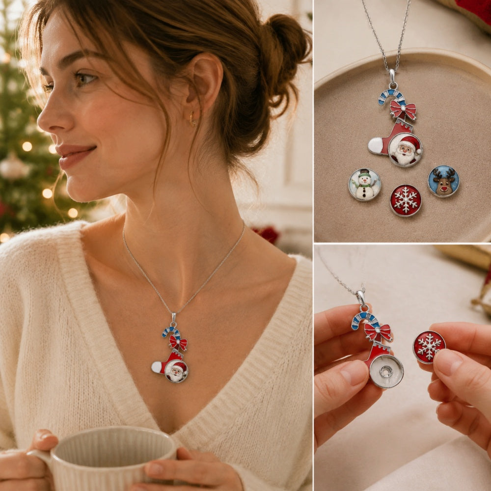 18mm Snap Charm Christmas Stocking Necklace | Your Little Christmas Story