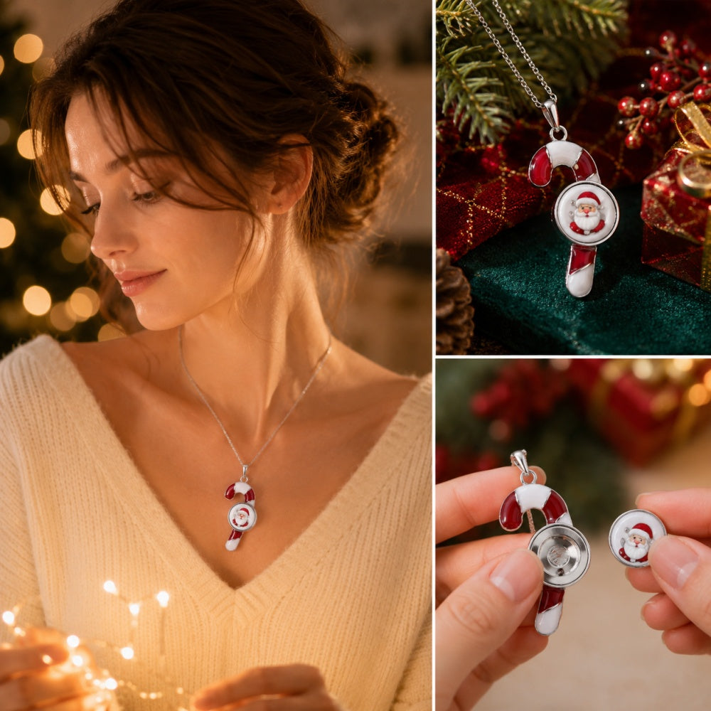 18mm Snap Charm Candy Cane Necklace | Your Little Christmas Story