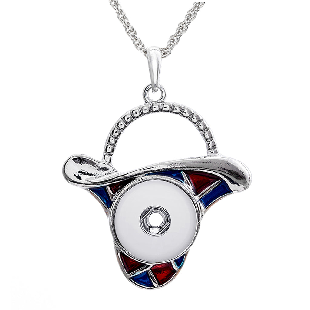 Retro Cowboy Hat Snap Charm | 18mm Enamel Pendant for DIY Jewelry