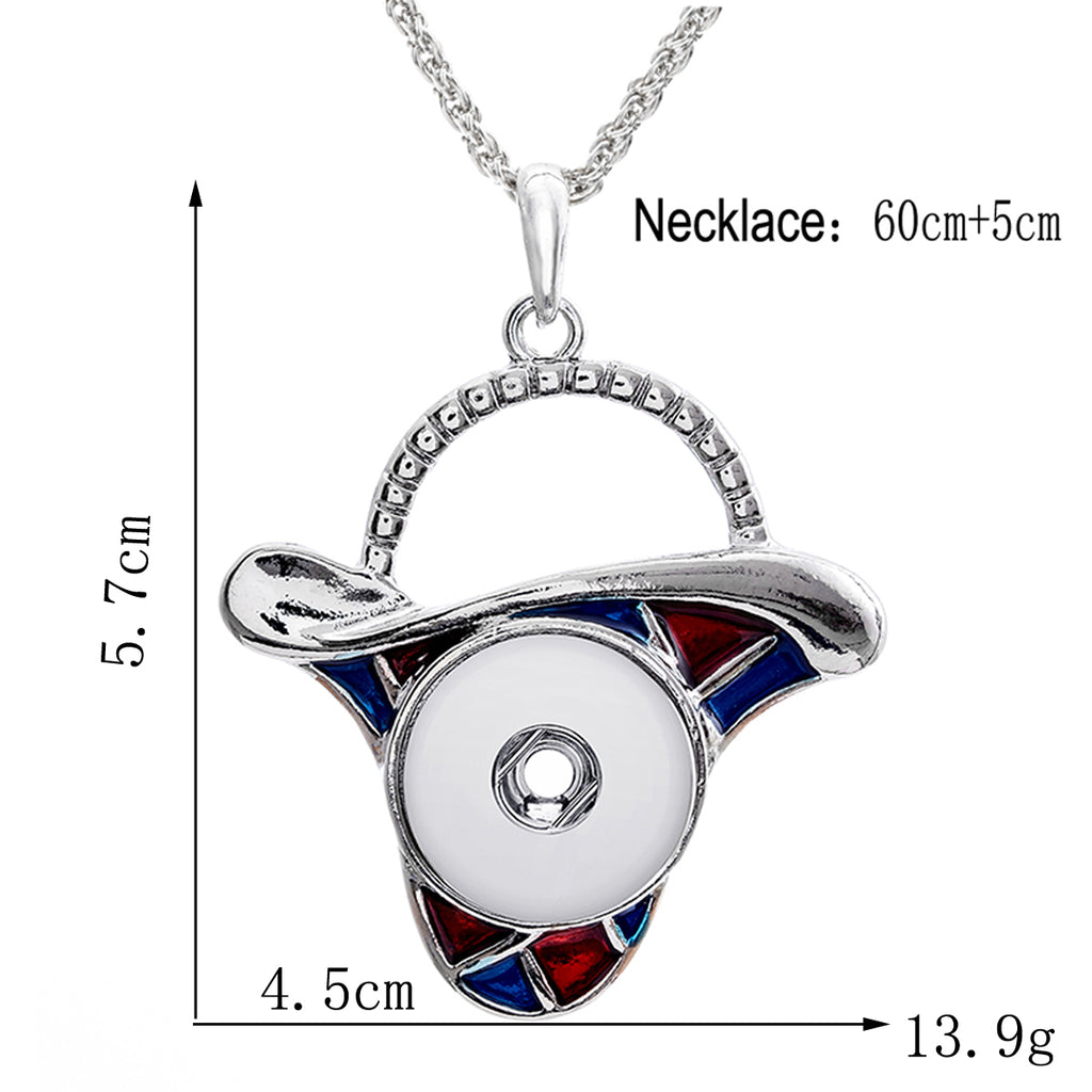 Retro Cowboy Hat Snap Charm | 18mm Enamel Pendant for DIY Jewelry