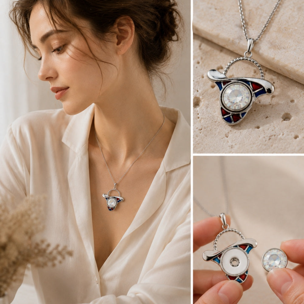 Retro Cowboy Hat Snap Charm | 18mm Enamel Pendant for DIY Jewelry
