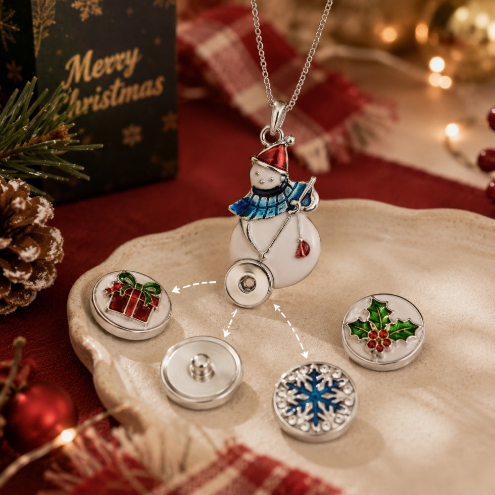 18mm Snap Charm Snowman Necklace | A Snowy Memory Full of Joy