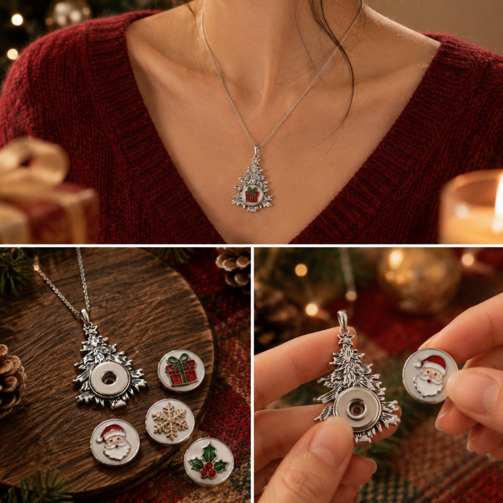 18mm Snap Charm Christmas Tree Necklace | A Little Tree of Holiday Wishes
