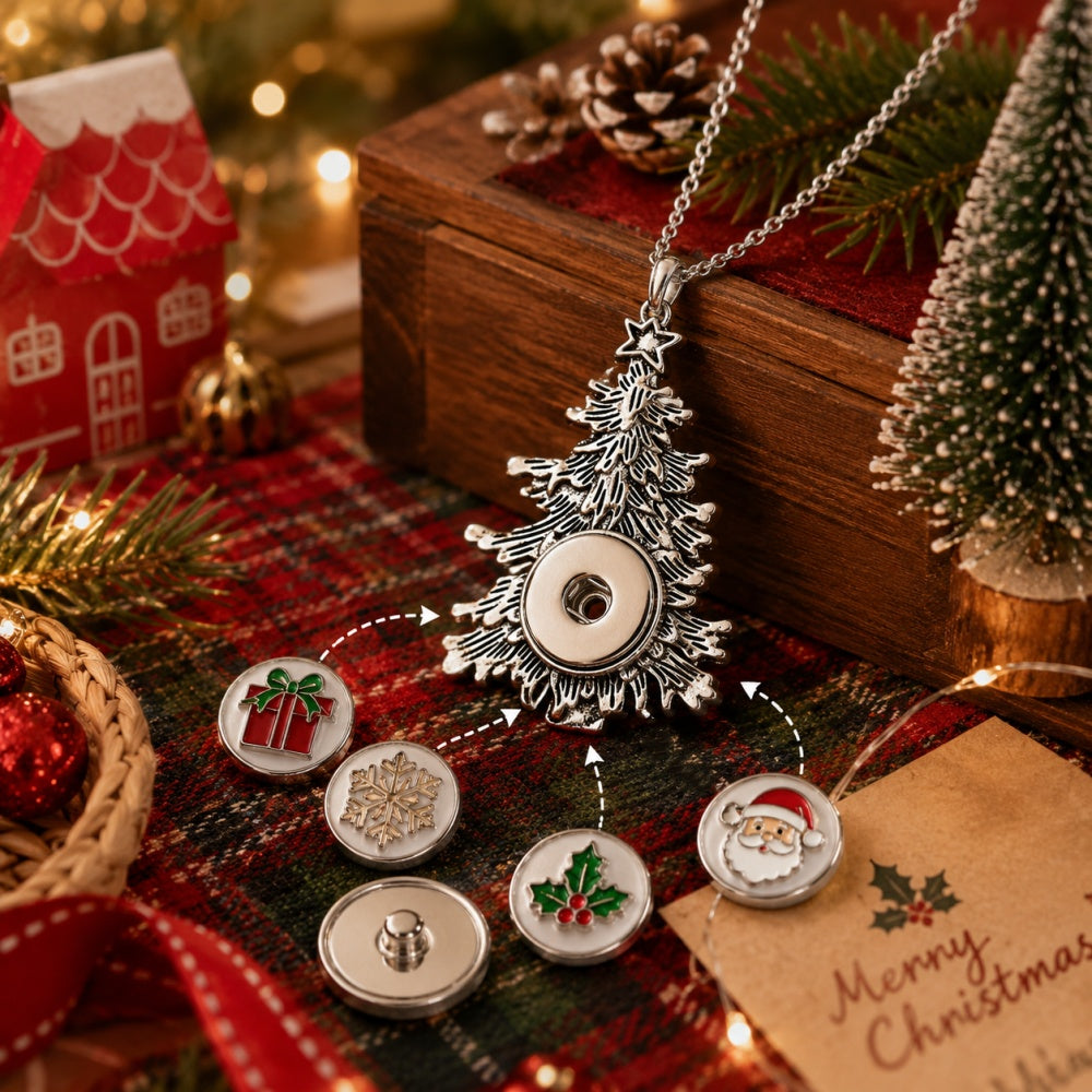 18mm Snap Charm Christmas Tree Necklace | A Little Tree of Holiday Wishes